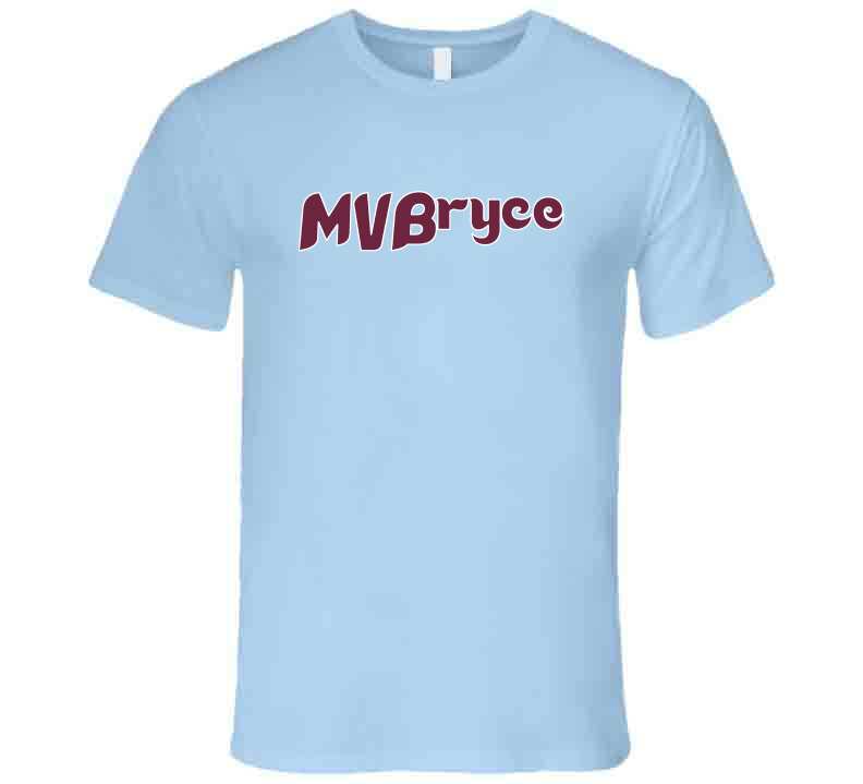 theCityOfBrotherlyLoveTshirts MVP Bryce Harper Philadelphia Baseball Fan T Shirt Premium / Light Blue / Medium